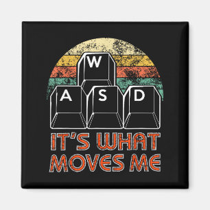 Retro Wasd Gaming Keys Funny Pc Gamer Design  Magnet
