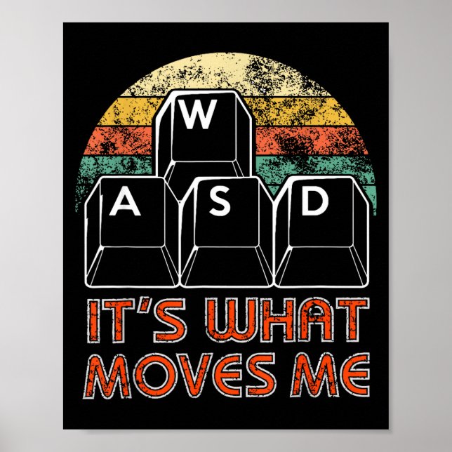 Retro Wasd Gaming Keys Funny Pc Gamer Design  Poster (Front)