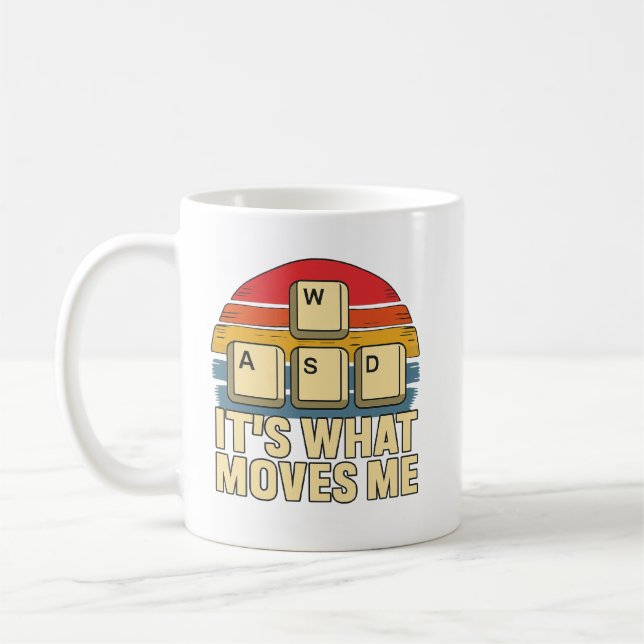 Retro WASD Gaming Keys Funny PC Gamer Design, retr Coffee Mug (Left)