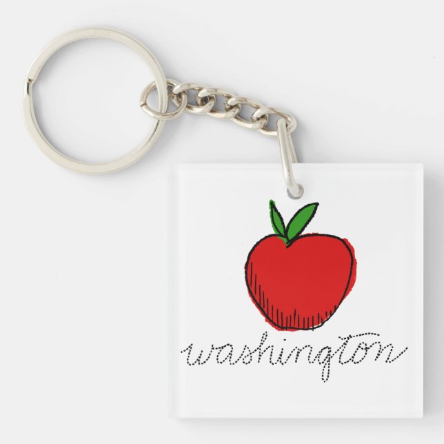 Retro Washington Apple Keychain (Front)