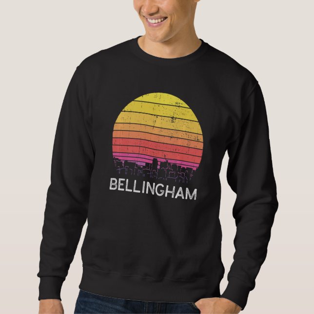 Retro Washington Bellingham Skyline Vintage Urban  Sweatshirt (Front)