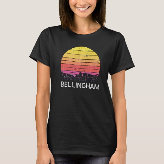 Retro Washington Bellingham Skyline Vintage Urban  T-Shirt (Front)