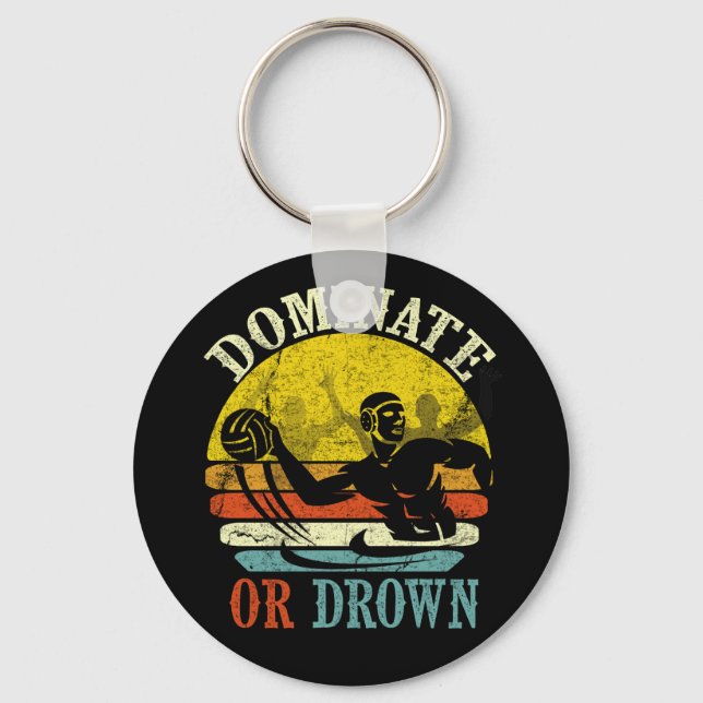 Retro Water Polo Dominate Gold Drown Keychain (Front)