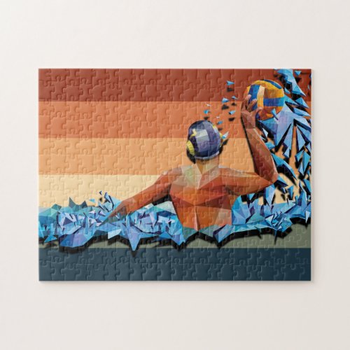 Retro Water Polo Player Jigsaw Puzzle