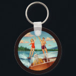 Retro Water Skiing Keychain<br><div class="desc">This is a Very Fun Retro Water Skiing Key Chain</div>
