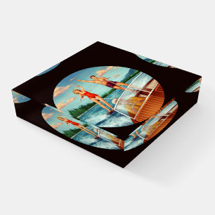 Retro Water Skiing Paperweight