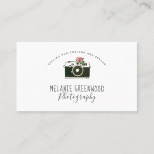 Retro Watercolor camera Photographer Business Card