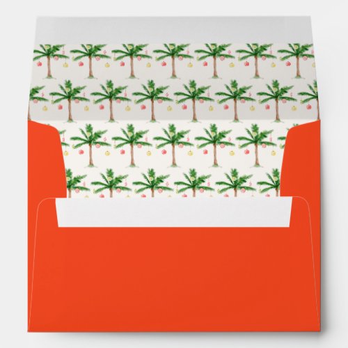 Retro Watercolor Christmas in July Palms Envelope