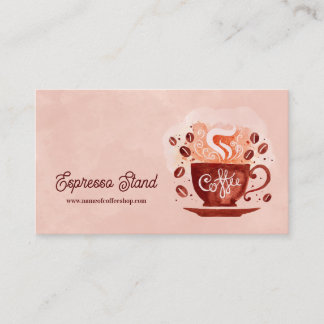 Retro Watercolor Espresso Stand Owner Business Card