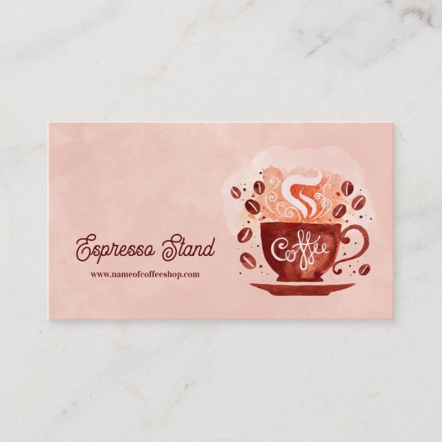 Retro Watercolor Espresso Stand Owner Business Card (Front)