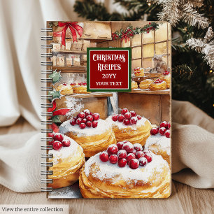 Retro Watercolor Holiday Recipe Planner Notebook