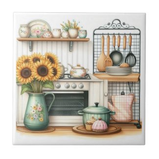 Retro Watercolor Kitchen 