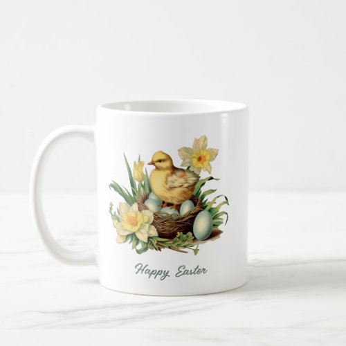 Retro watercolor neutral easter eggs chicken coffee mug