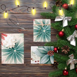 Retro Watercolor Pink, Red, Green Winter Christmas Wrapping Paper Sheets<br><div class="desc">Retro Watercolor Pink, Red, Green Winter Christmas Wrapping Paper Sheets Where modern meets retro. Trendy and stylish vintage-inspired Christmas holiday wrapping paper sheets. Two sheets are red, pink and green geometric atomic stars and one sheet of wrapping paper is a complimentary vintage watercolor floral seamless pattern. Pretty, contemporary and trending...</div>