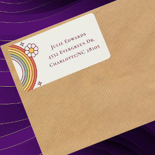 Retro Watercolor Rainbow Boho Address Label