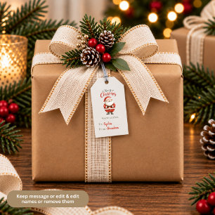 Retro Watercolor Santa Claus Christmas Gift Tags