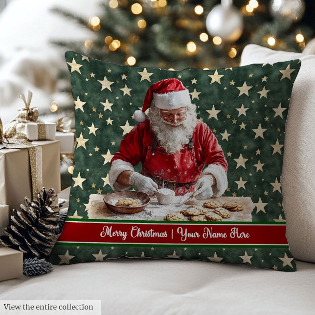 Retro Watercolor Santa Decorative Throw Pillow (Retro Watercolor Santa Decorative Throw Pillow)