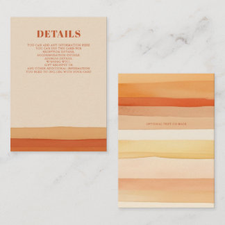 Retro Watercolor Stripes Terracotta Orange Wedding Enclosure Card