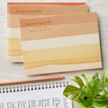 Retro Watercolor Stripes Terracotta Orange Wedding Envelope