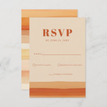 Retro Watercolor Stripes Terracotta Orange Wedding RSVP Card