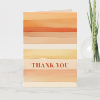 Retro Watercolor Stripes Terracotta Thank You