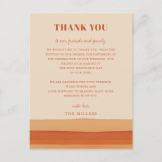 Retro Watercolor Stripes Terracotta Thank You  Postcard