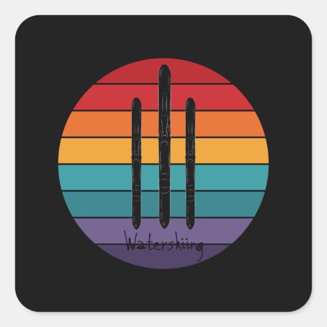 Retro Waterskiing - Water Ski Square Sticker (Front)