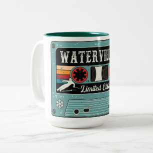Retro Waterville Valley Ski Sticker Two-Tone Coffee Mug