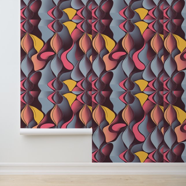 Retro Wave Abstract: Mid-Century Modern Curves Wallpaper (Application)