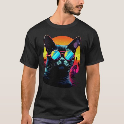 Retro Wave Abyssinian Cat Shirt