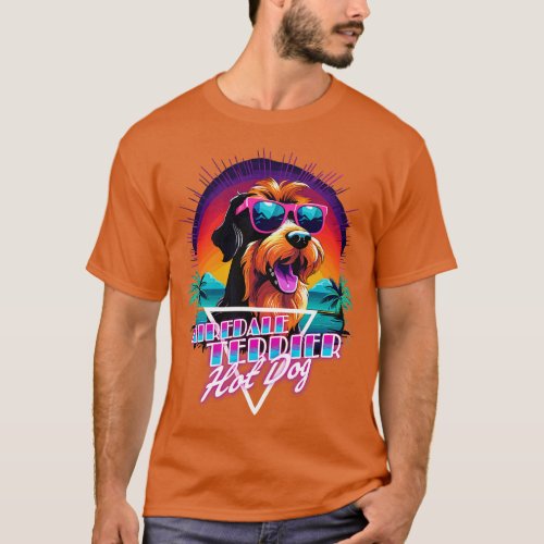 Retro Wave Airdale Terrier Hot Dog Shirt