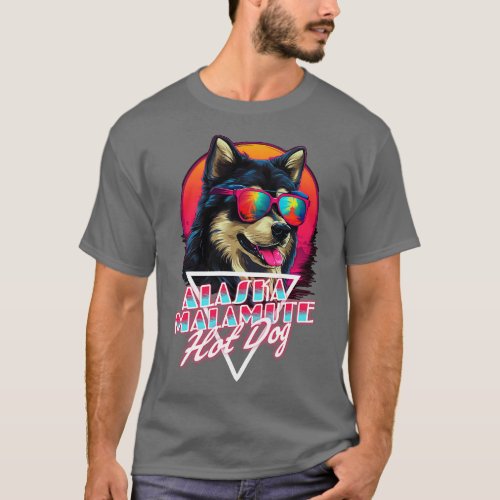 Retro Wave Alaska Malmute Hot Dog Shirt