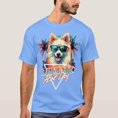 Retro Wave American Eskimo Hot Dog Shirt
