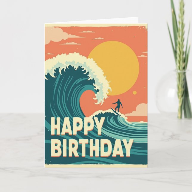 Retro Wave Birthday Card (Front)