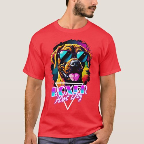 Retro Wave Boxer Hot Dog Shirt
