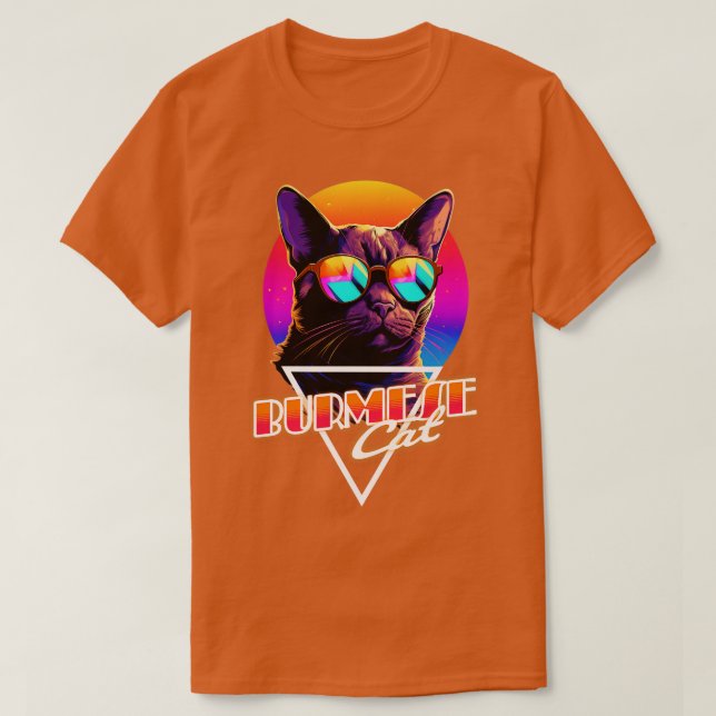Retro Wave Burmese Cat Miami Shirt (Design Front)
