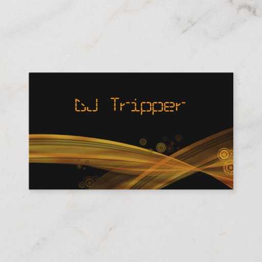 Customizable Retro Wave Business Card Black DJ Bronze Gold