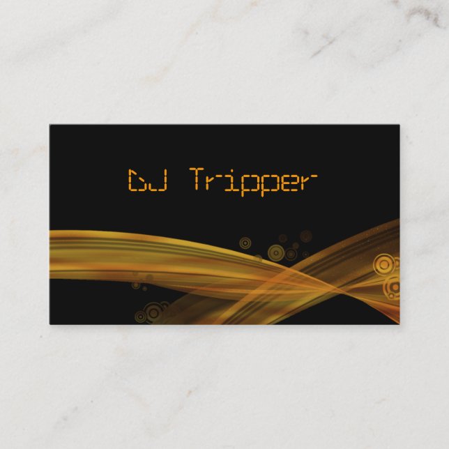 Retro Wave Business Card Black DJ Bronze Gold (Front)