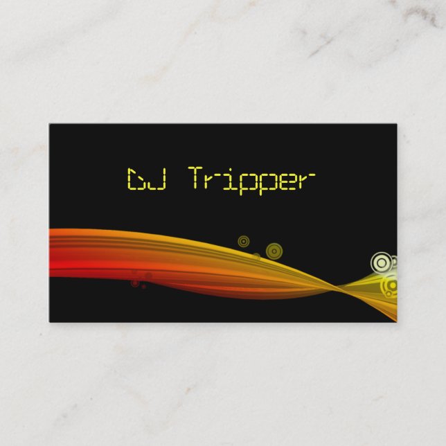 Retro Wave Business Card Black DJ Red Yellow (Front)