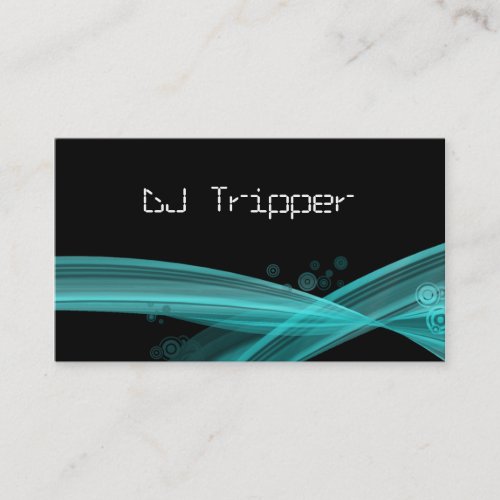 Retro Wave Business Card Black DJ Turquoise Blue
