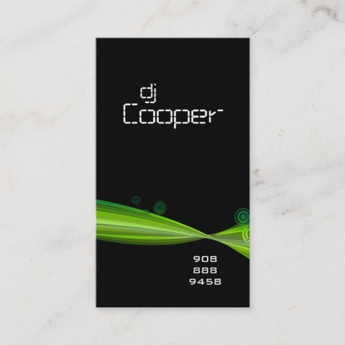 Retro Wave Business Card Lime Green Black V