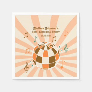 Retro Wave Disco Ball Musical Orange Birthday Napkins