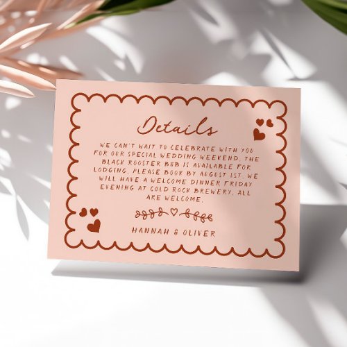 Retro Wave Doodle Handwritten Wedding Details Card