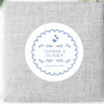 Retro Wave Doodle Illustrated Hand Written Wedding Classic Round Sticker<br><div class="desc">Retro Wave Doodle Illustrated Hand Written Wedding Favor Stickers</div>