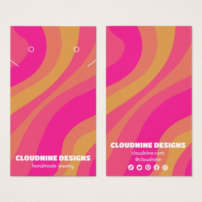 Retro Wave Earring Necklace Jewelry Display Card (Front & Back)