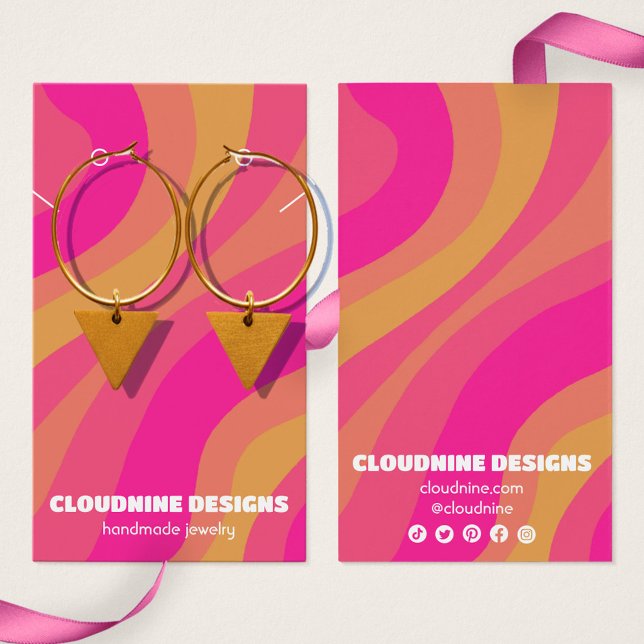 Retro Wave Earring Necklace Jewelry Display Card (Pink Yellow Retro Wave Earring Necklace Jewelry Display Card
)