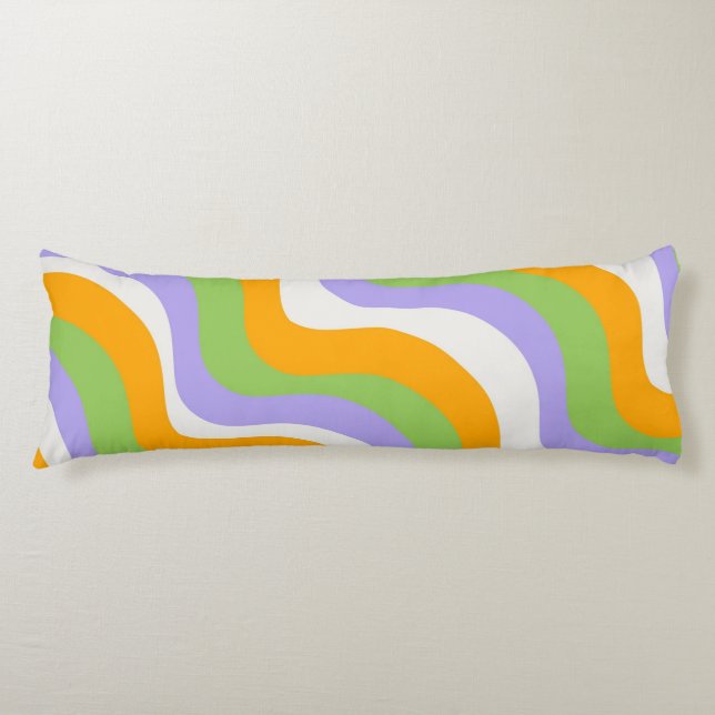 Retro Wave Groovy Curl Layer Abstract Y2k Pattern Body Pillow (Front)