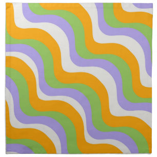Retro Wave Groovy Curl Layer Abstract Y2k Pattern Cloth Napkin