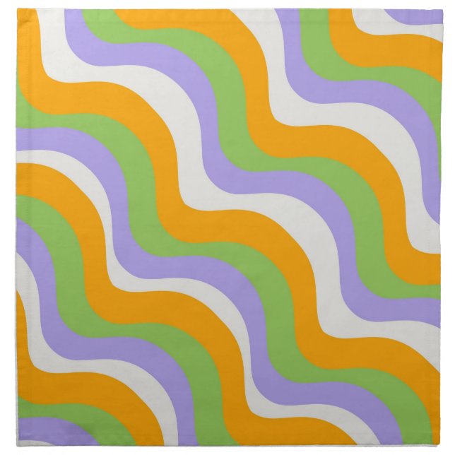Retro Wave Groovy Curl Layer Abstract Y2k Pattern Cloth Napkin (Front)