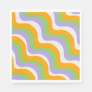 Retro Wave Groovy Curl Layer Abstract Y2k Pattern Napkins